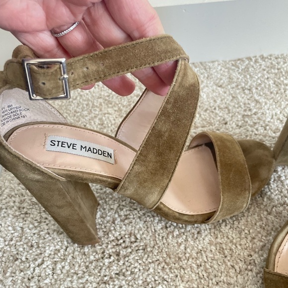 Steve Madden olive green cross ankle pumps 4 inch heel size 8 excellent conditio - Picture 6 of 9